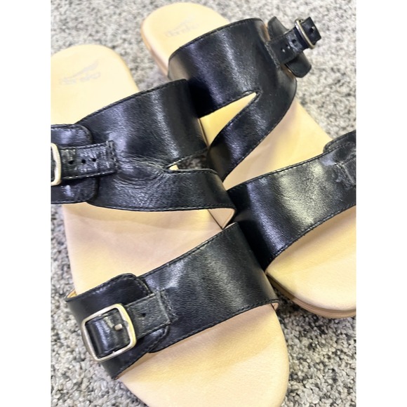 Dansko Delphine‎ Women\'s 42 Black Leather Wedge Sandals Comfort Platform Slides main image 6